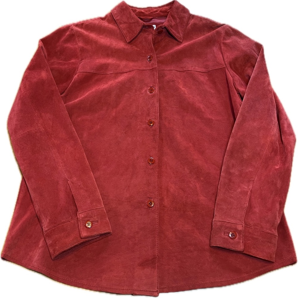 Pendleton VINTAGE Suede Shirt Jacket Y2K Long Sleeve Red Women's Size M